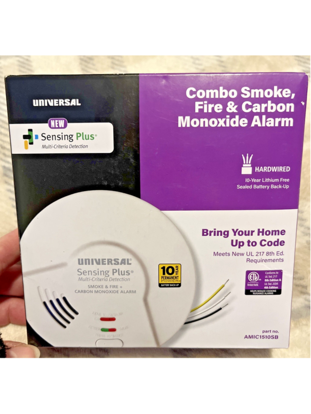 USI AMIC1510SB Hardwired Smoke Fire CO Alarm 10yr Sealed Battery 8th Edition NIB
